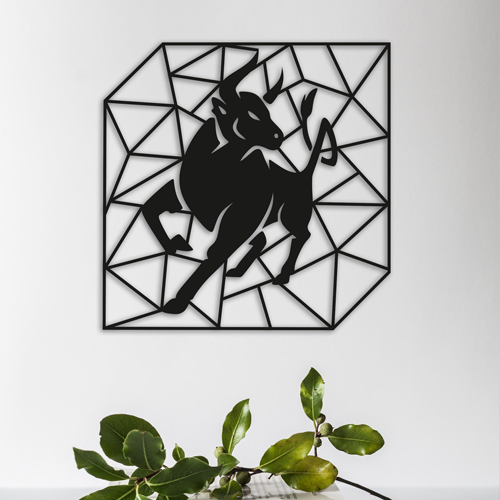 

Деревянная картина - панно Животные Geometric Bull 90х90 см