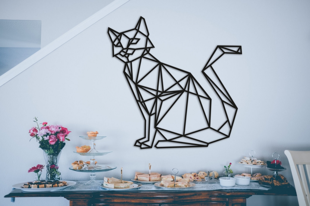

Деревянная картина - панно Животные Geometric cat 90х90 см