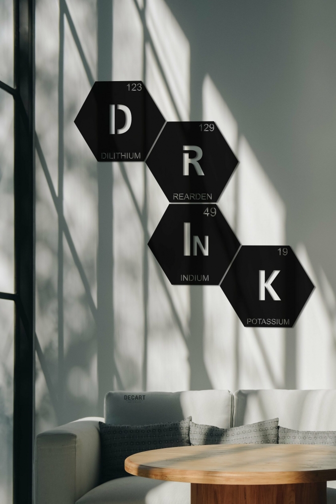 

Деревянная картина - панно Химические элементы SCIENCE DRINK 110x94 см
