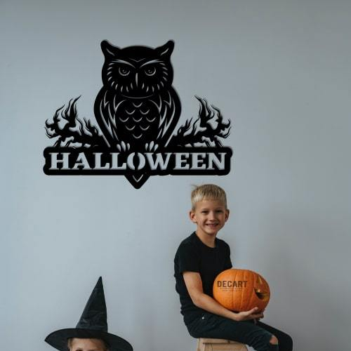 

Деревянная картина - панно Хеллоуин Owl Halloween 70х54 см