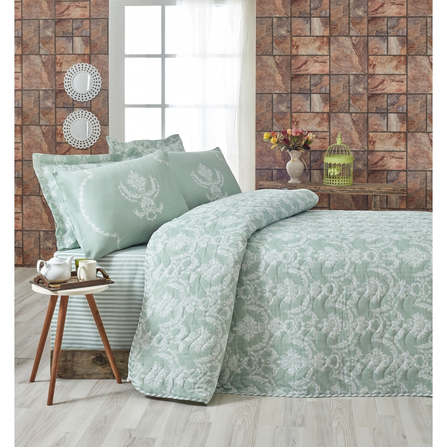 

Покрывало стеганное с наволочками Pure Eponj Home 200х220 см Зеленый 000165603
