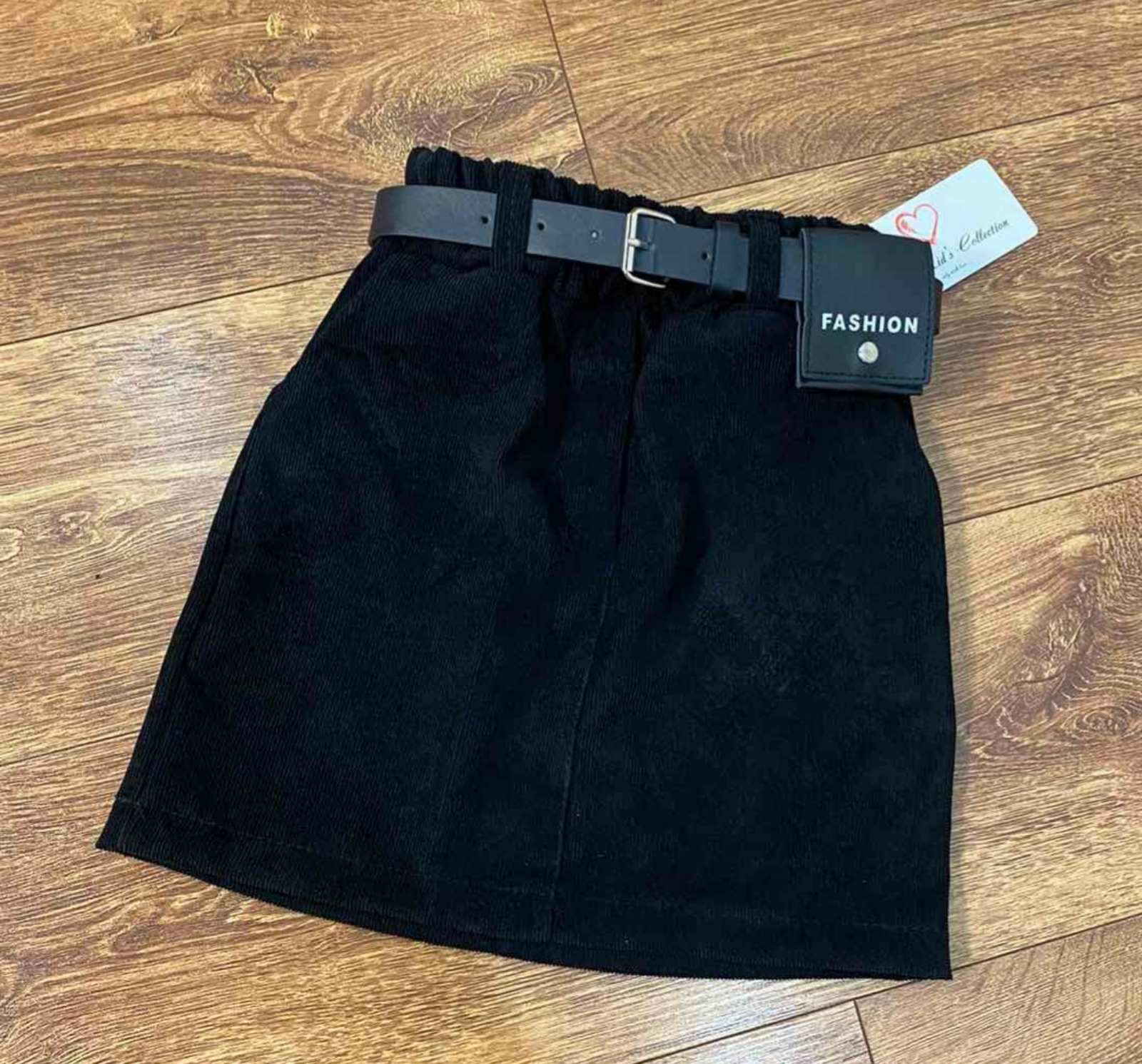 

Шорты-юбка для девочек в комплекте с поясом и сумочкой , Артикул: PK8963-чёрный (140 СМ)