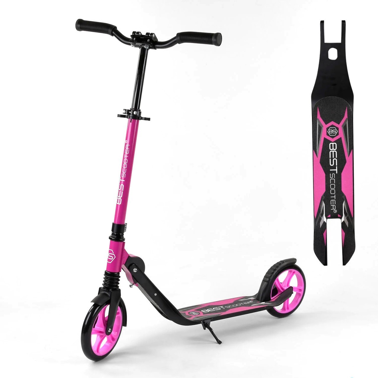 

Самокат двухколесный 87602 "Best Scooter" зажим руля, колеса PU - 20 см, 1 амортизатор
