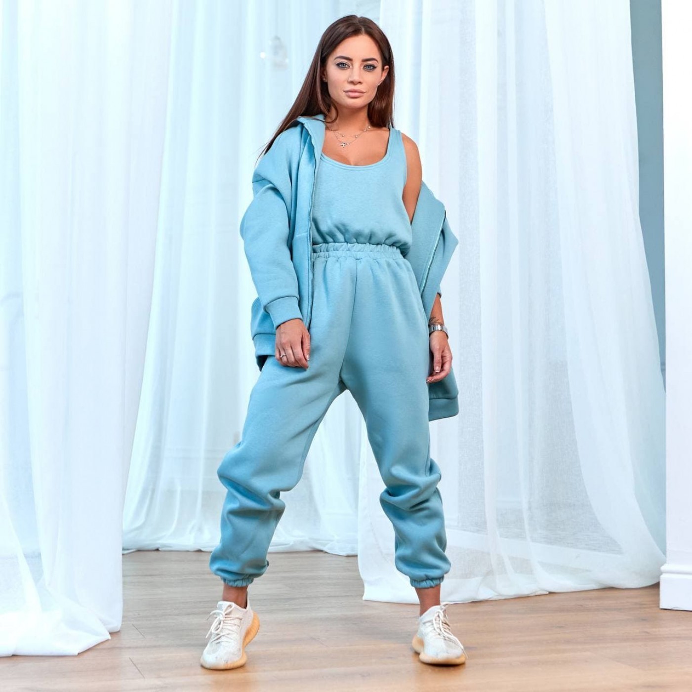 

Костюм-двойка + кофта  бирюзовый 11731, Костюм-двойка + кофта S бирюзовый 11731