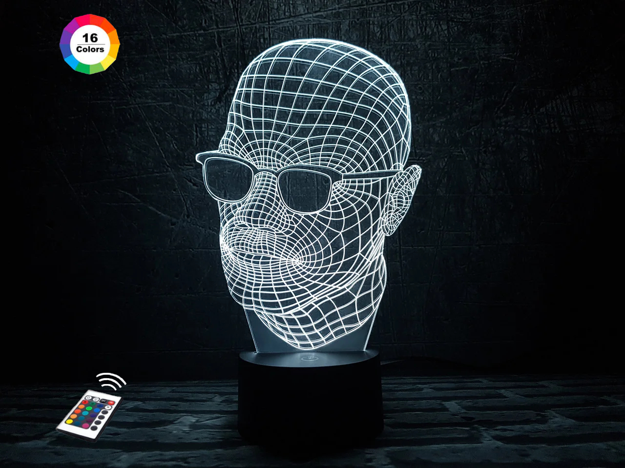 

3D ночник "Невидимка" (УВЕЛИЧЕННОЕ ИЗОБРАЖЕНИЕ) подарочная упаковка + 16 цветов + пульт ДУ + сетевой адаптер + батарейки (3ААА) 3DTOYSLAMP