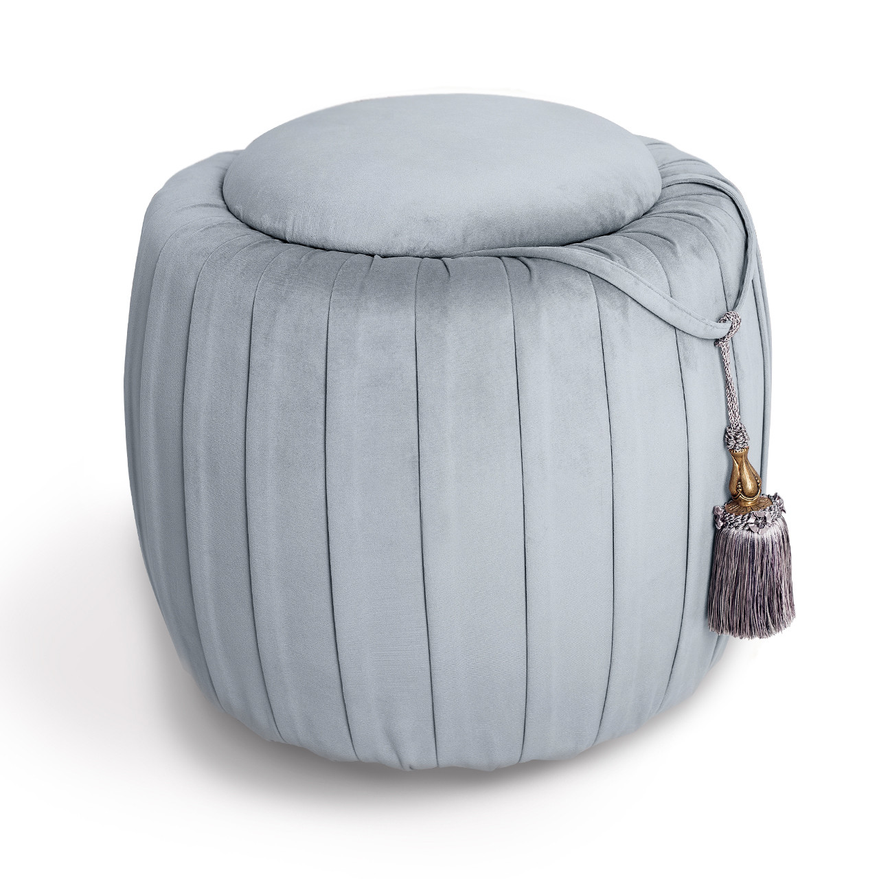 

Пуф Лесото Голубой Круглый Мягкий Неоткрывной Велюр в прихожую, спальню, гостиную (54х54х46 см)