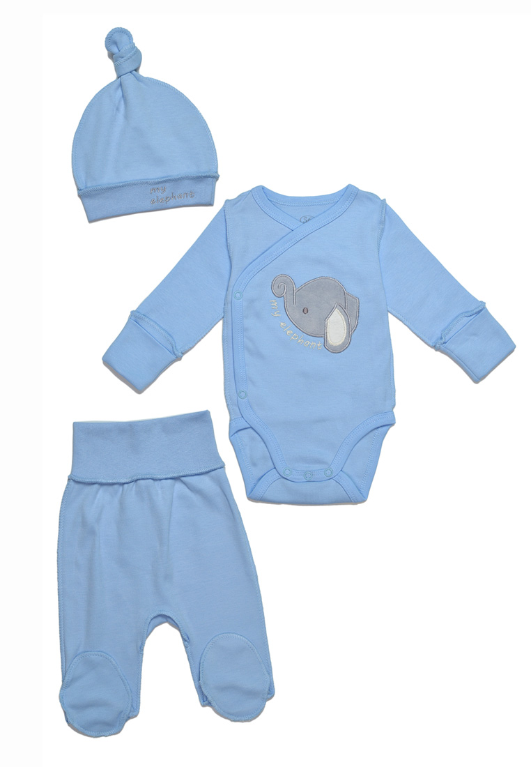 

Комплект новорожденному 3 предмета Фламинго текстиль 439-212-1 р36 56см голубой 63033