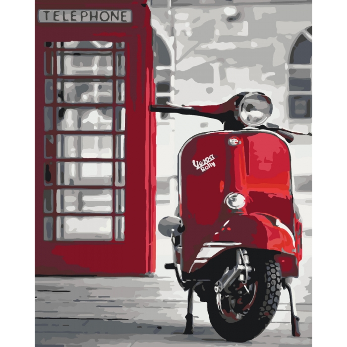 

Набір для розпису по номерах Міський пейзаж. "Легендарна Vespa" 40х50см