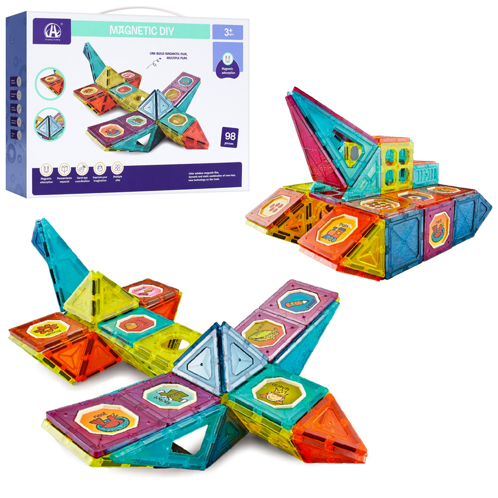 

Конструктор A-Toys CH1016 магнітний, танк, літак, наліпки, 98 деталей