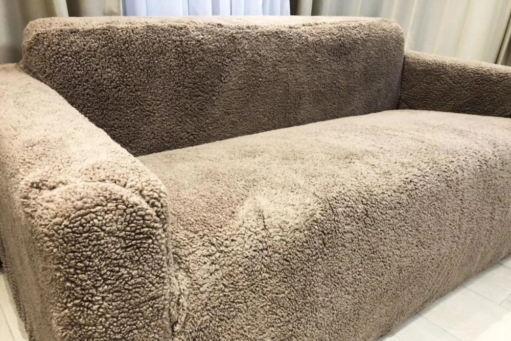 

Чехол плюшевый на трехместный диван Sofa soft Venera mch-007 Кофейный
