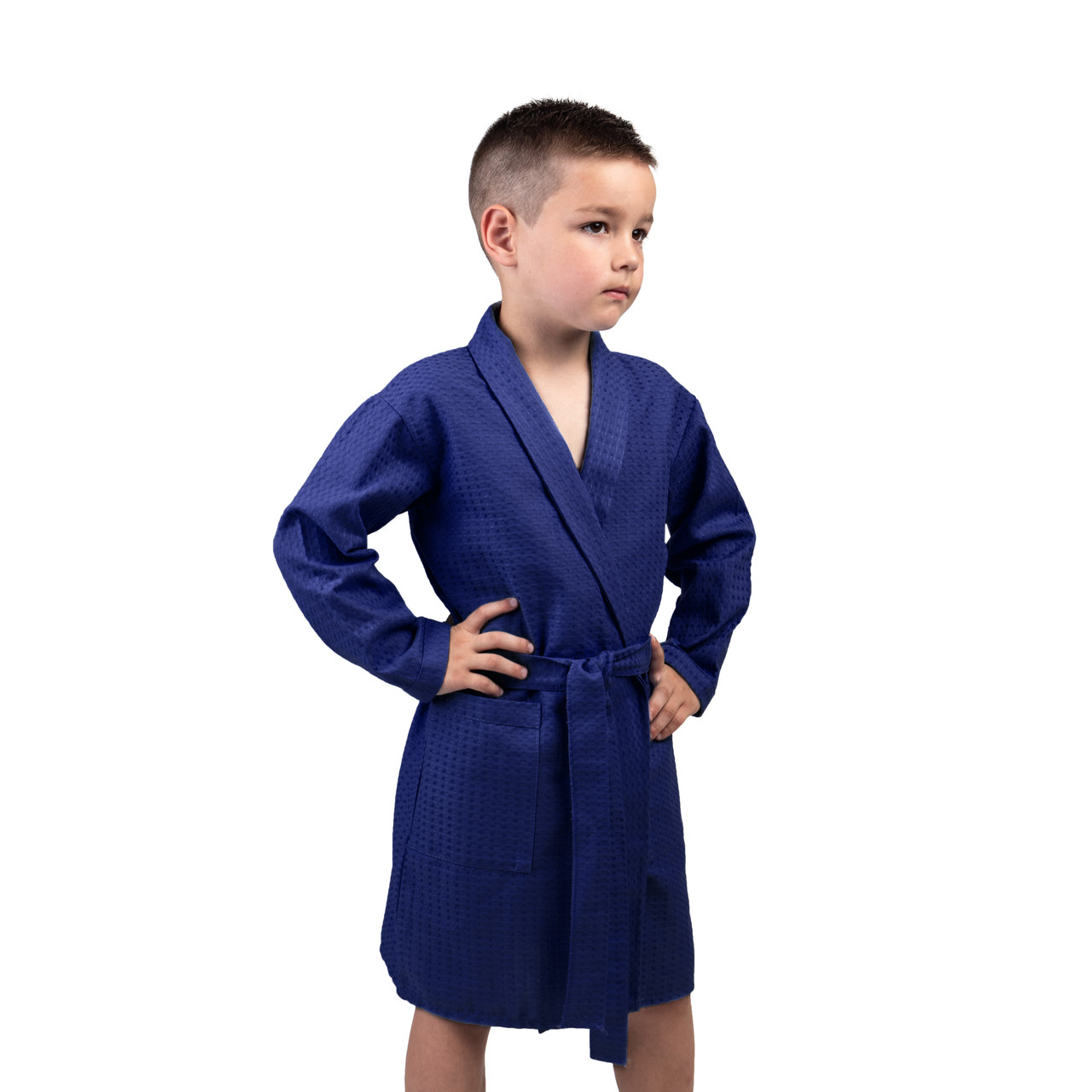 

Детский вафельный халат Luxyart 8-14 лет 34-36 хлопок темно-синий (LS-211)