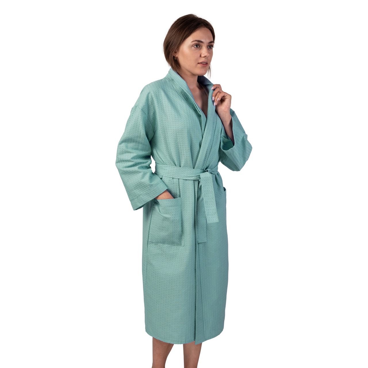 

Вафельный халат Luxyart Кимоно 50-52 L хлопок Голубой (LS-2625)