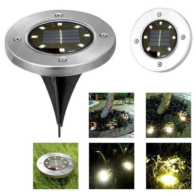 

Уличные фонари на солнечной батарее 4 шт 8 диодов Disk lights