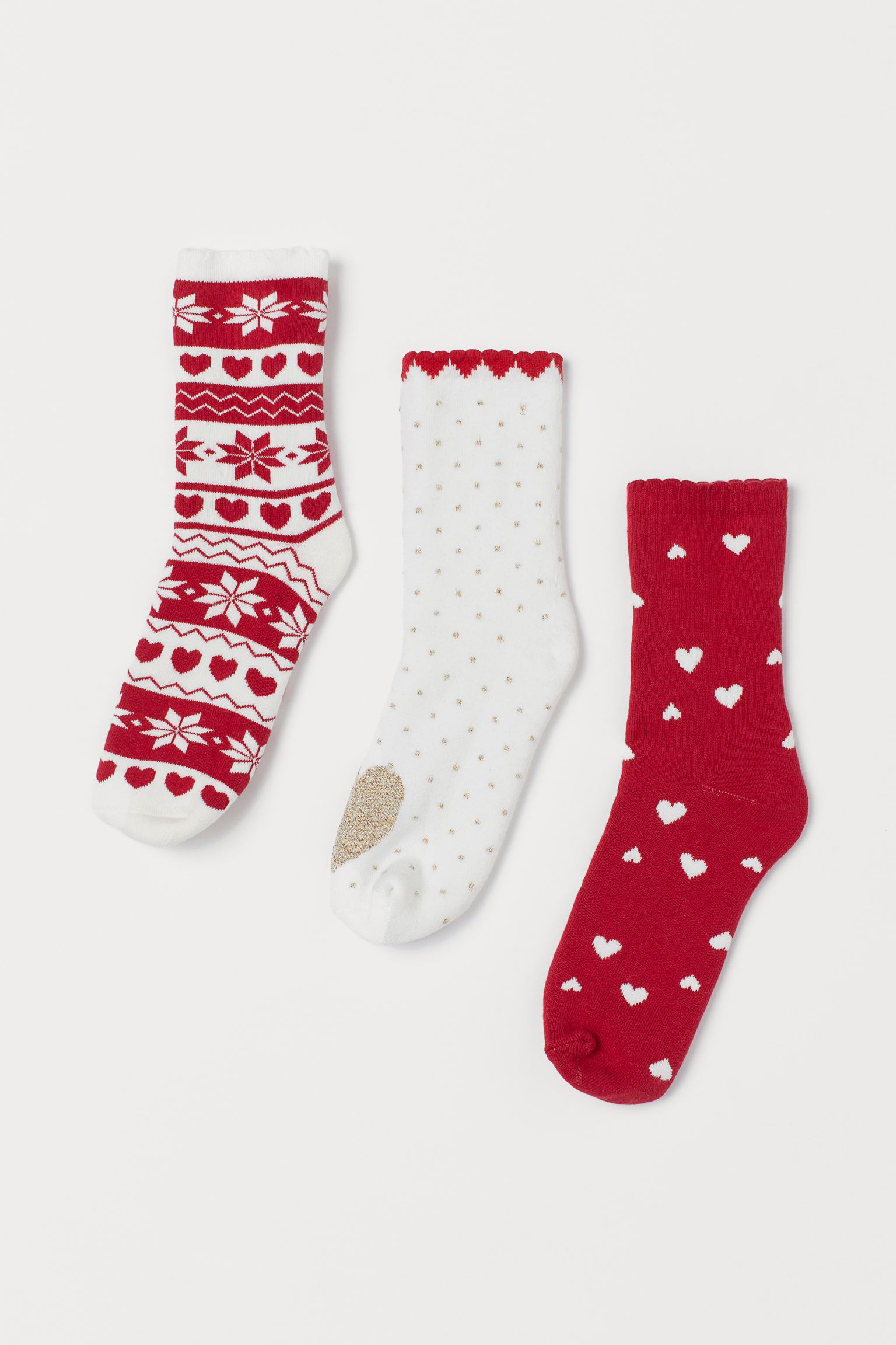 

Носки (3 пары) H&M 25 27 бело красный сердечки 31084775150