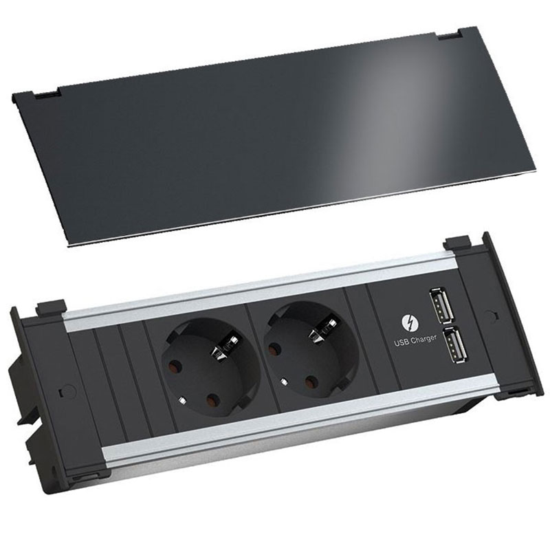 

Розетка Bachmann Kapsa 2x220V+2xUSB Black черный