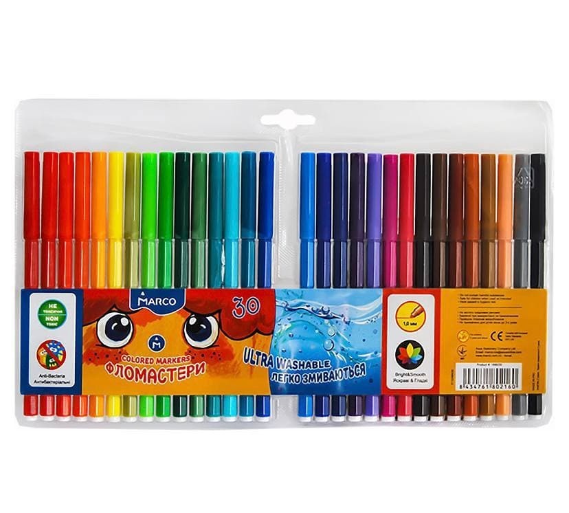 

Фломастери Marco Super Washable 30 кольорів (1690-30)
