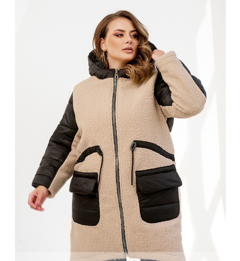 

Куртка Minova 52264 - Чорно-бежева, Куртка Minova 52264 56-58 Чорно-бежева