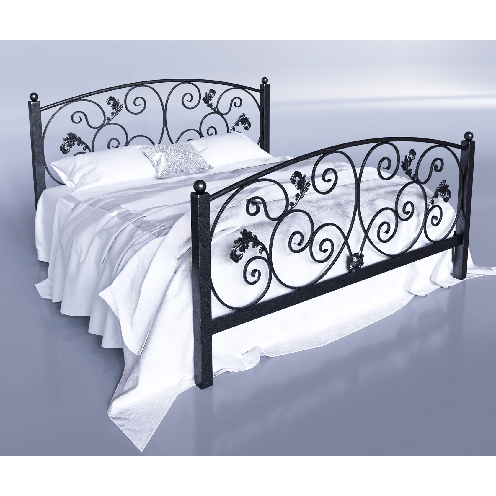 

Кровать двуспальная металлическая 180*190 Магнолия черный бархат Tenero без матраса