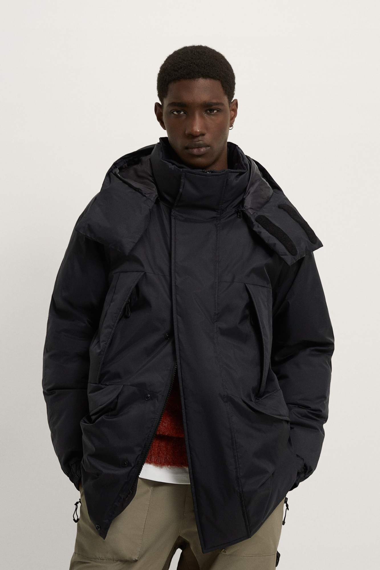 

Стеганая парка из ткани рипстоп Zara размер XL черный 1732/300/800