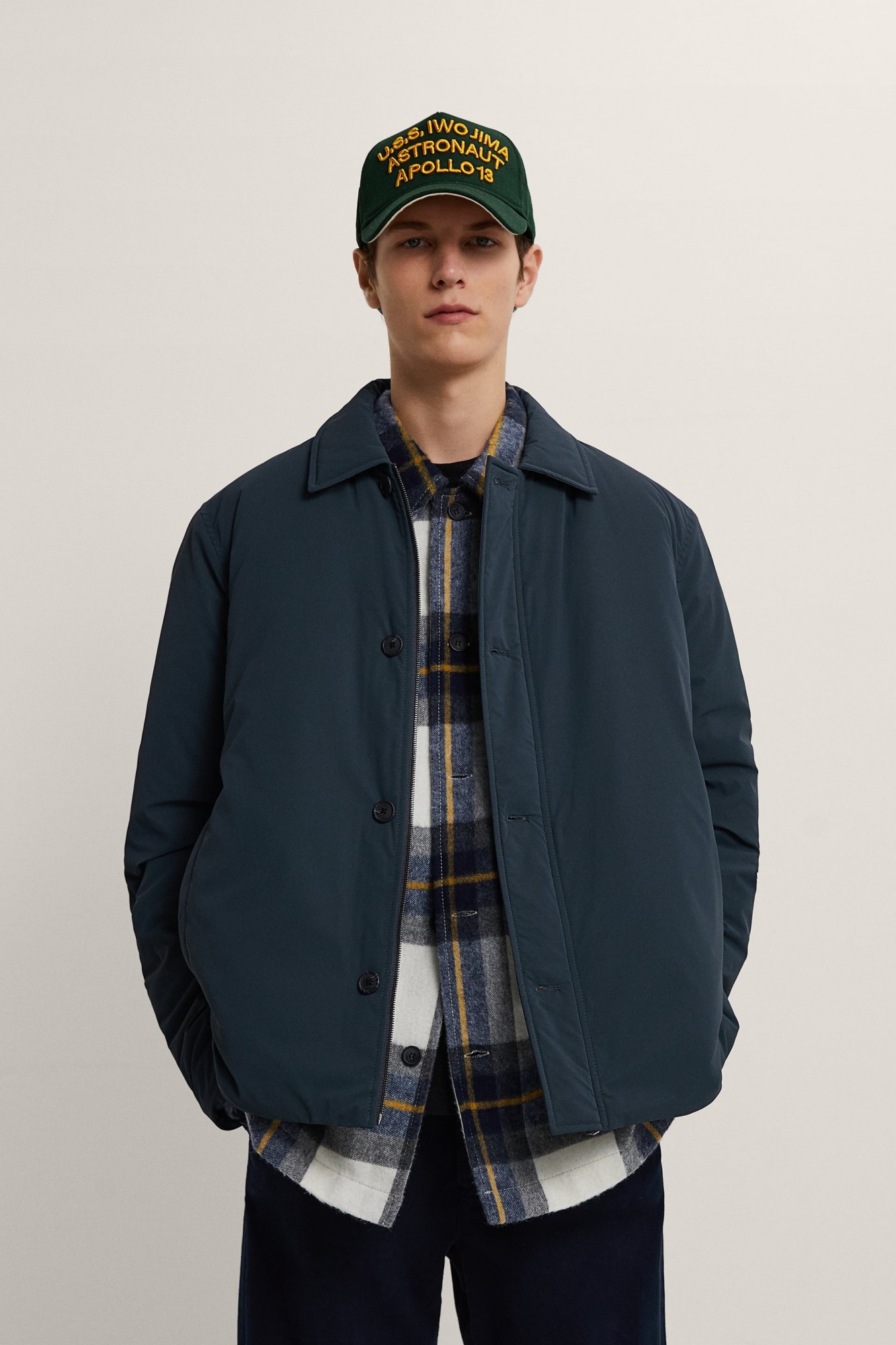 

Cтеганая куртка-рубашка Zara размер L синий 8281/408/592