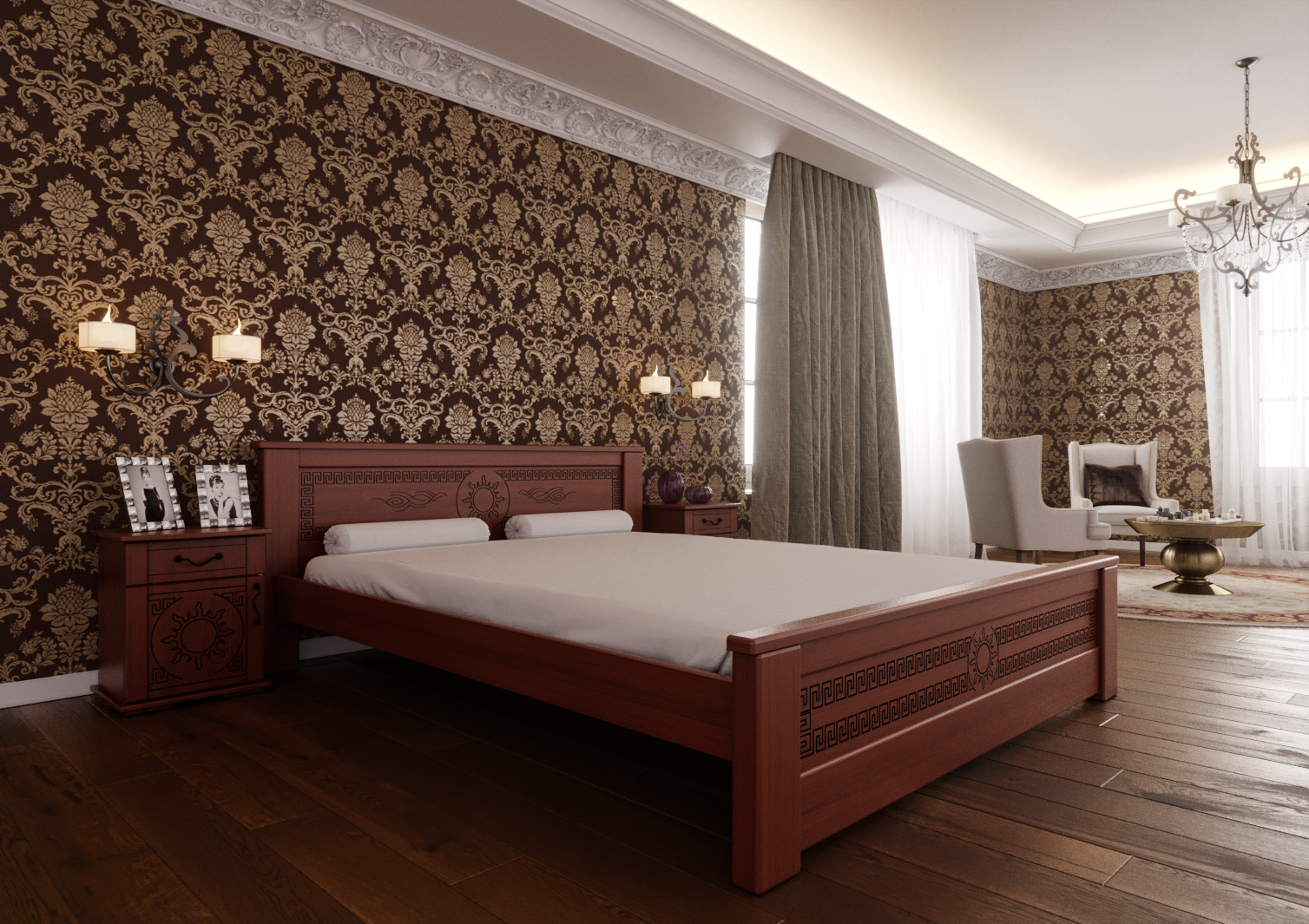 

Кровать Элит ЧДК 140х200 лак Яблоня + патина черный