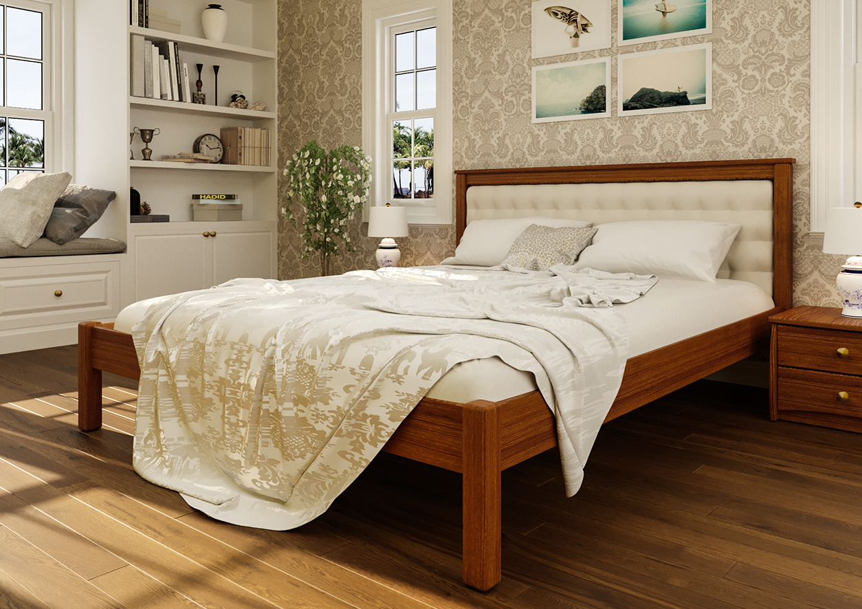 

Кровать Модерн мягкое изголовье ЧДК 180х200 лак Орех