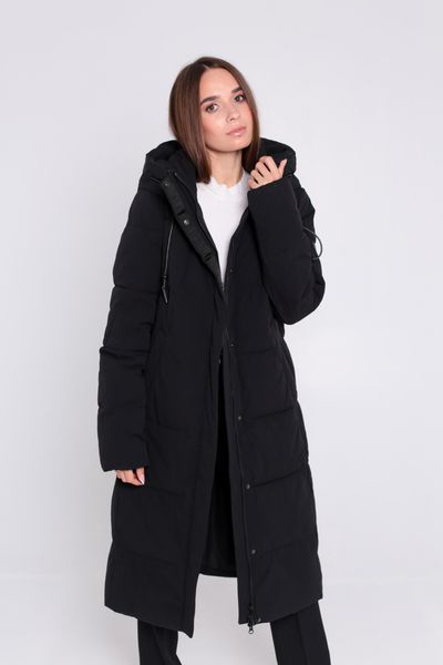 

Женская зимняя стильная куртка пуховик с капюшоном Towmy 2398 2XL черный 10566