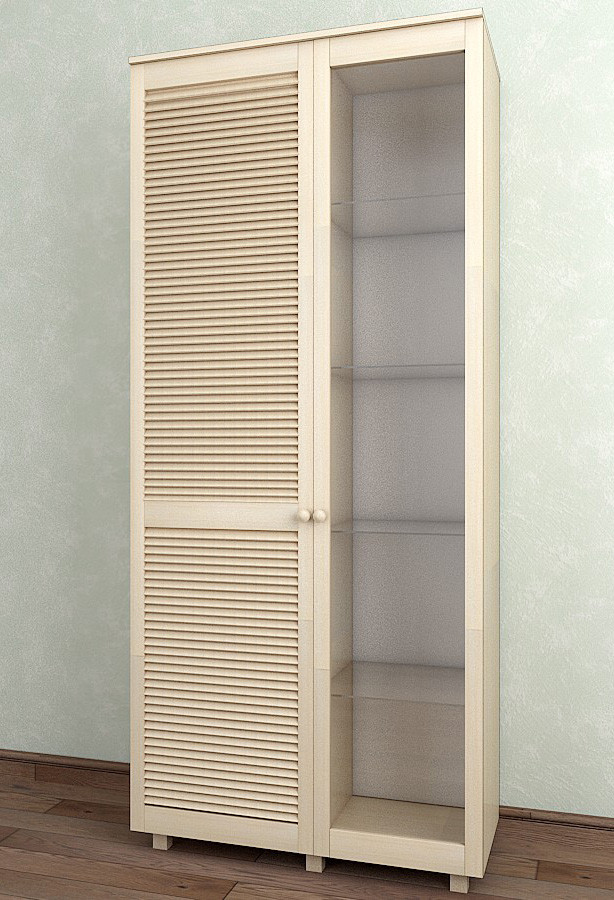 

Витрина с жалюзийными дверями из натурального дерева Тавол Сиеко 2Д2С4ПОЛС 1120х380х1770 Молочный