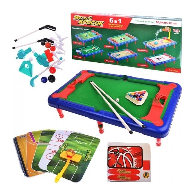 

Игра настольная Бильярд 6в1 Play Smart в коробке 62х30х5,5см (2265)