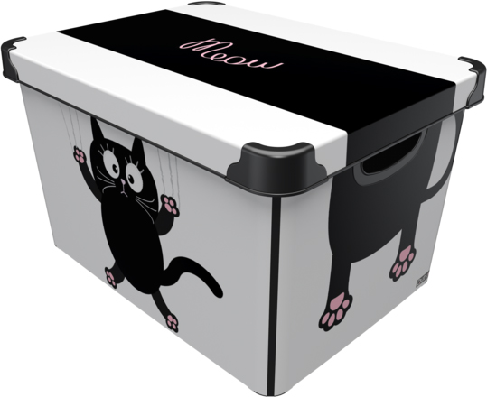 

Контейнер для хранения с крышкой Qutu Style Box Meow Black 20 л (STYLE BOX с/к MEOW BLACK 20л.)
