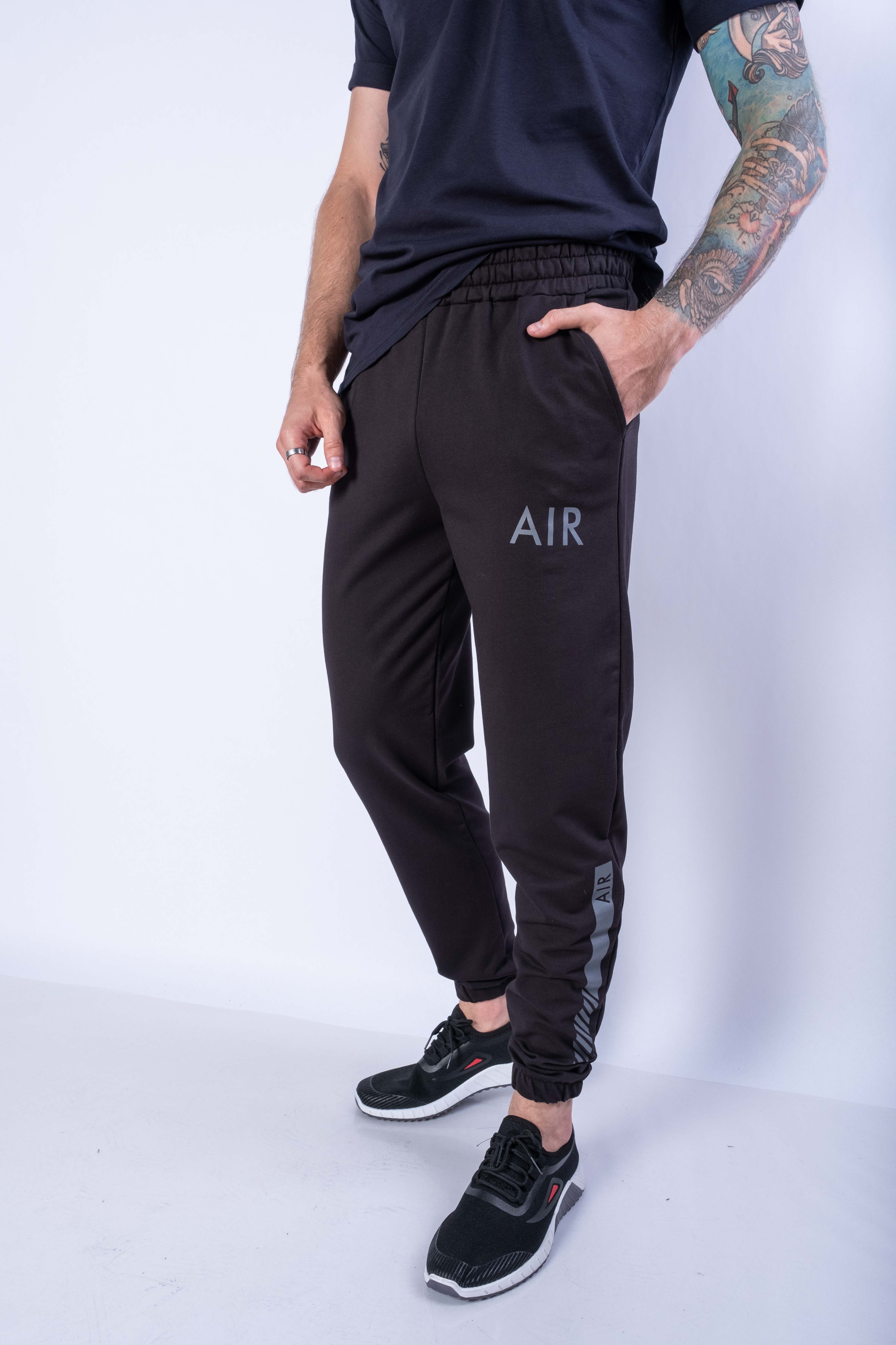 

Брюки спортивные с текстовым принтом на штанинах 85F449 (Черный) XL