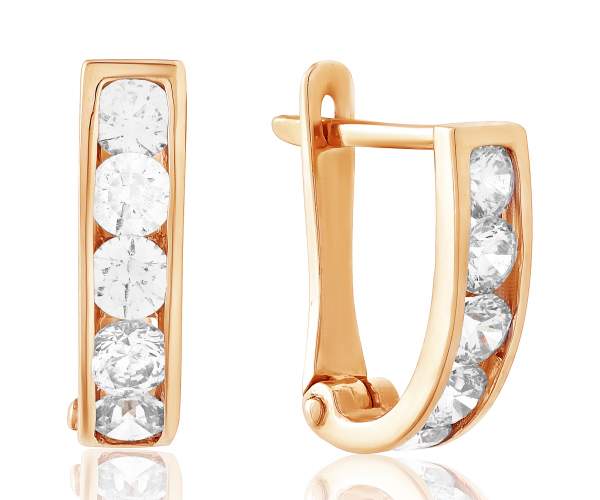 

Серьги-дорожки золотые с камнями SWAROVSKI Zirconia "Линия", С4180SW