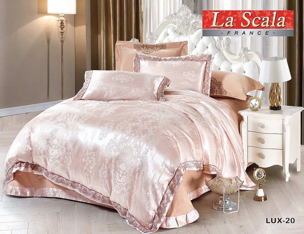 

Постельное белье La Skala LUX-20 Евро франция, жаккард с вышивкой