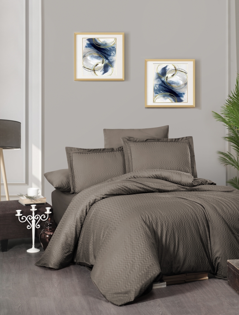 

Постельное белье First Choice Chakers Brown Евро турция, сатин де люкс