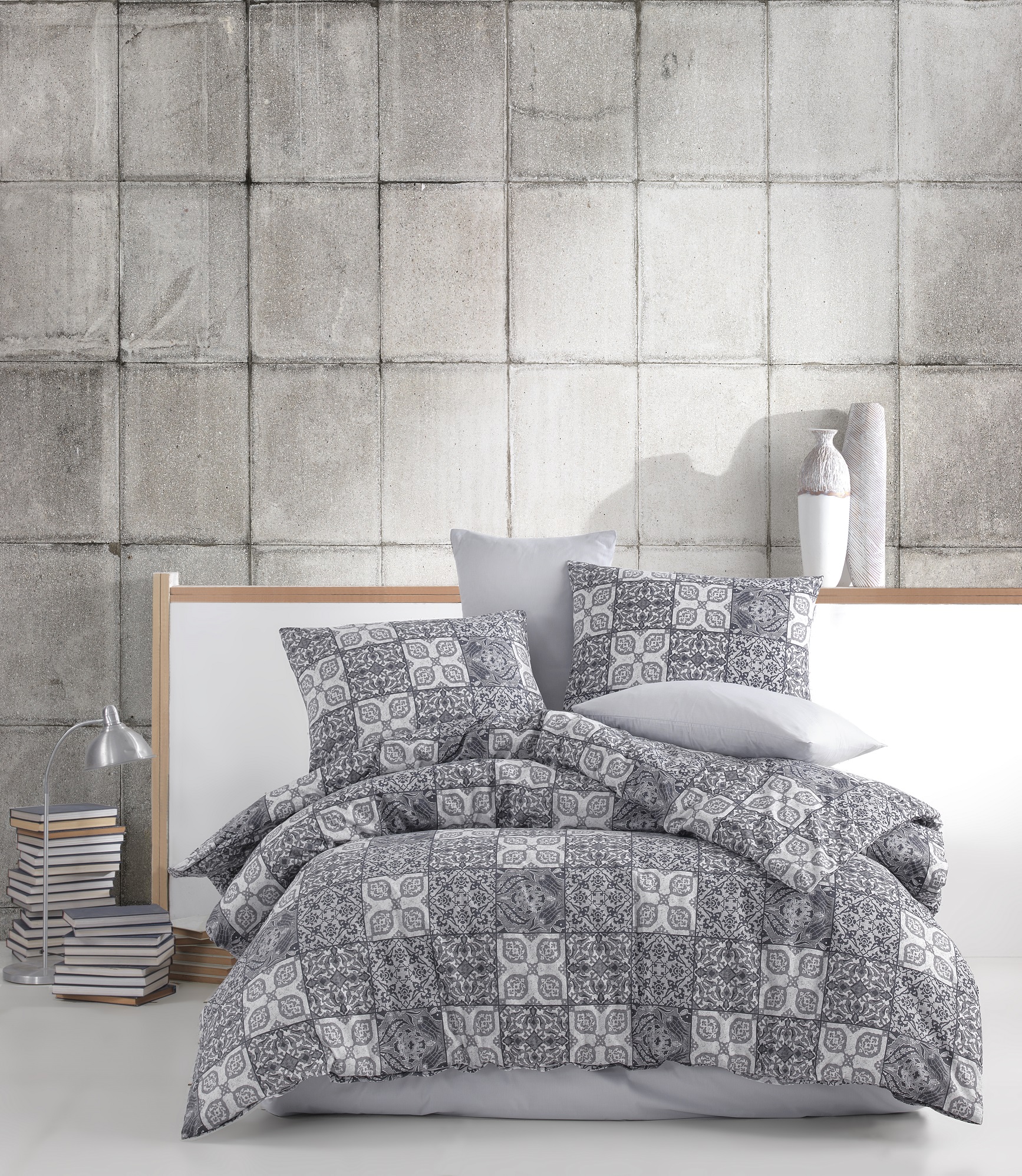 

Постельное белье Cotton Box Majoli Ceramica V1 Grey Евро турция, ранфорс