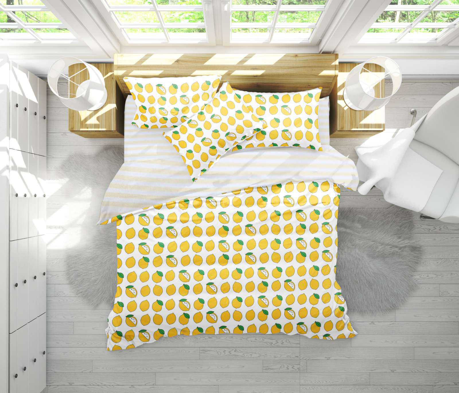 

Постельное белье MirSon 17-0531 Striped Lemon Полуторный италия, бязь