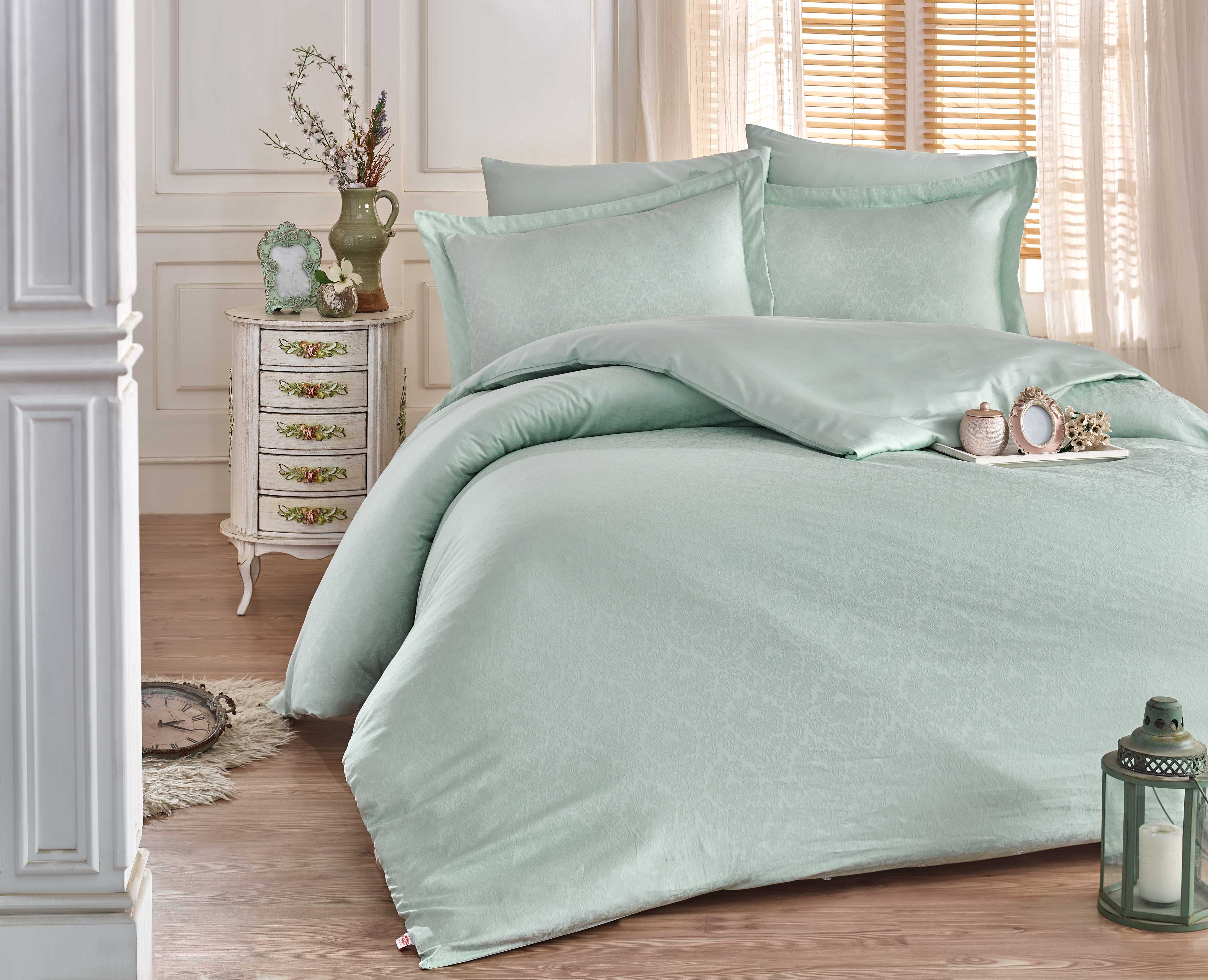 

Постельное белье Hobby Exclusive Diamond Damask мята Евро турция, сатин жаккард