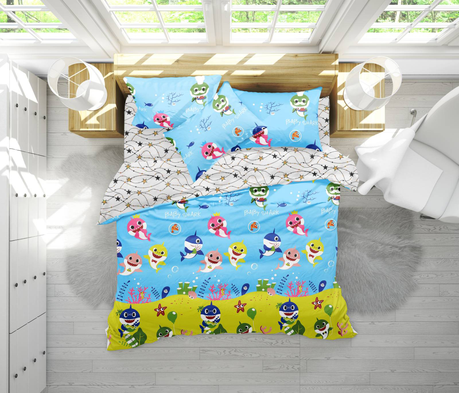 

Постельное белье MirSon 17-0522 Sharks are fun Двуспальный италия, бязь
