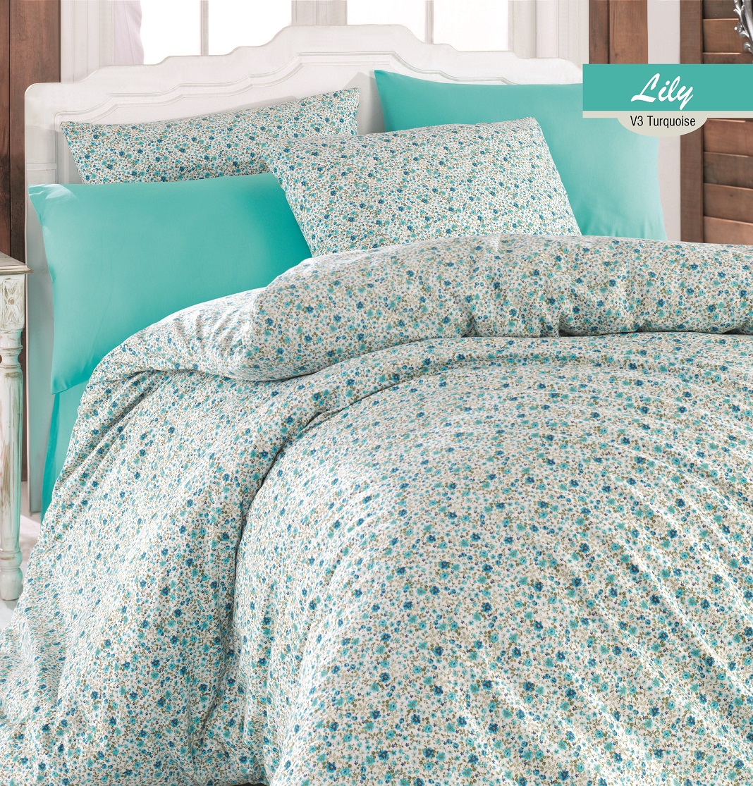 

Постельное белье Cotton Box Majoli Lily V3 Turkuaz Евро турция, ранфорс