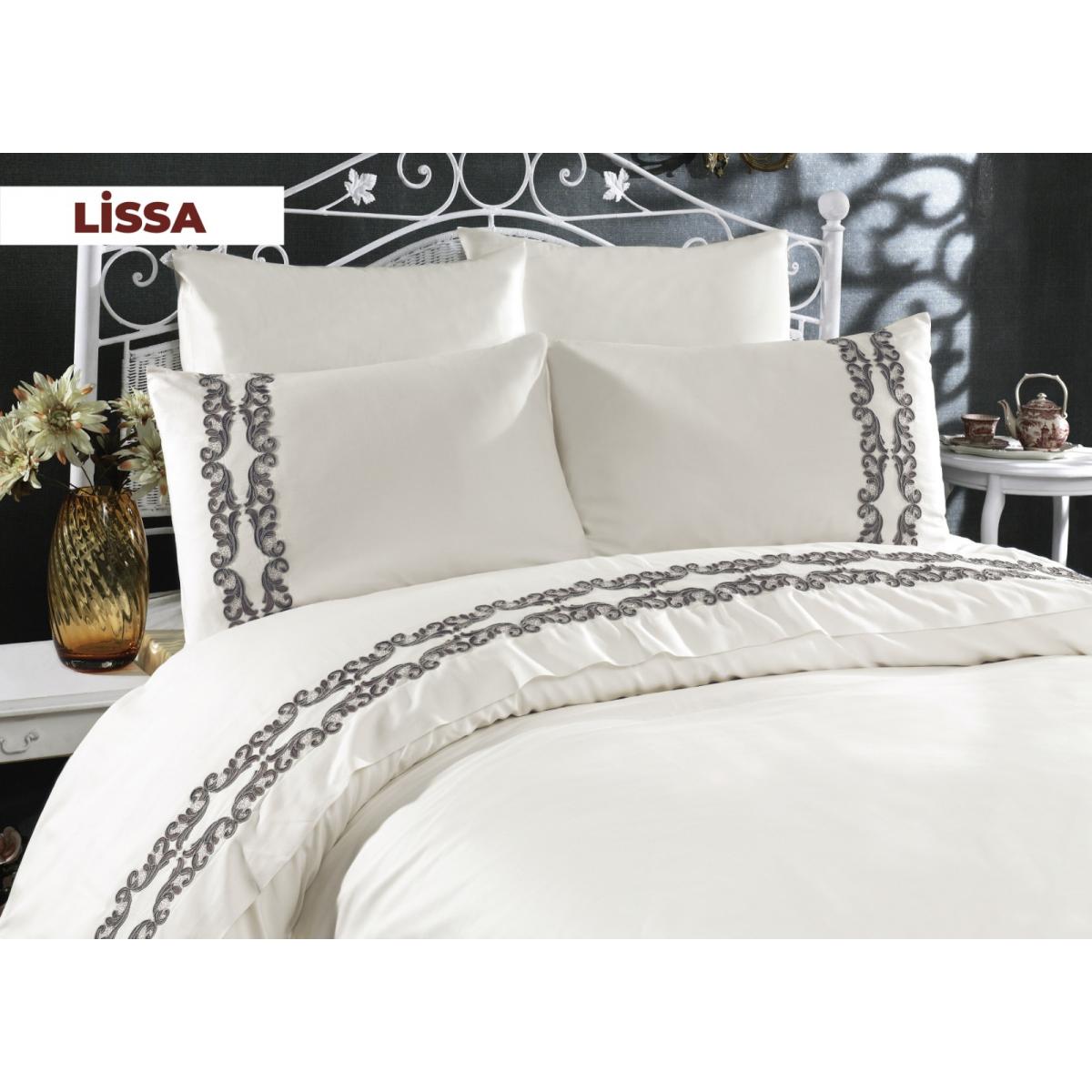 

Постельное белье Arya Majestik Бамбук Lucas с кружевом Евро турция, сатин