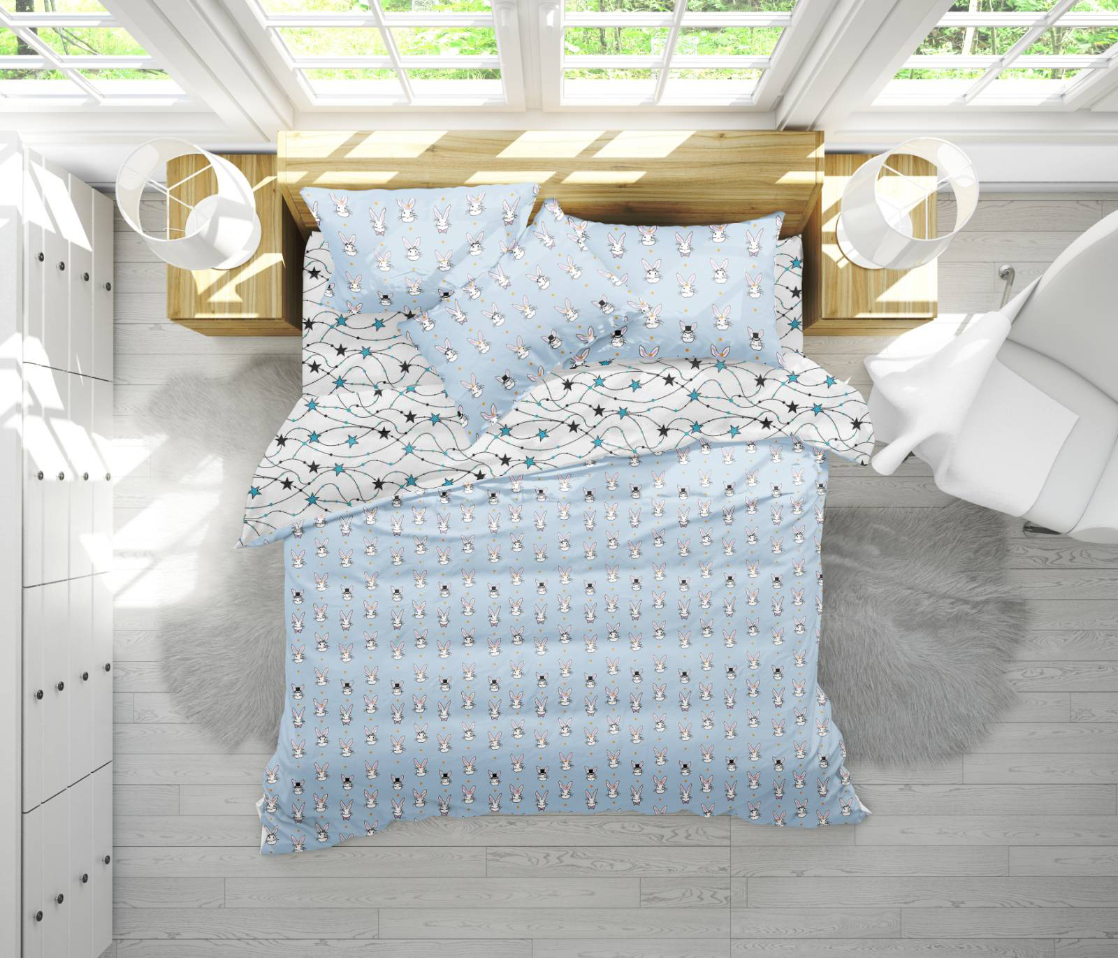 

Постельное белье MirSon 17-0527 Bunnies Семейный италия, бязь