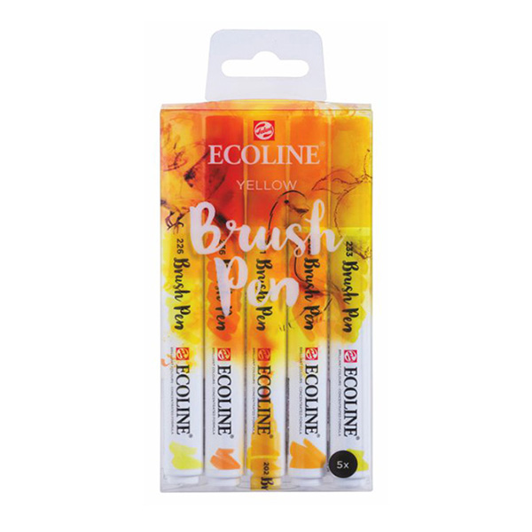 

Набір пензлів-ручок Ecoline Brushpen YELLOW 5 кол, Royal Talens (11509902)
