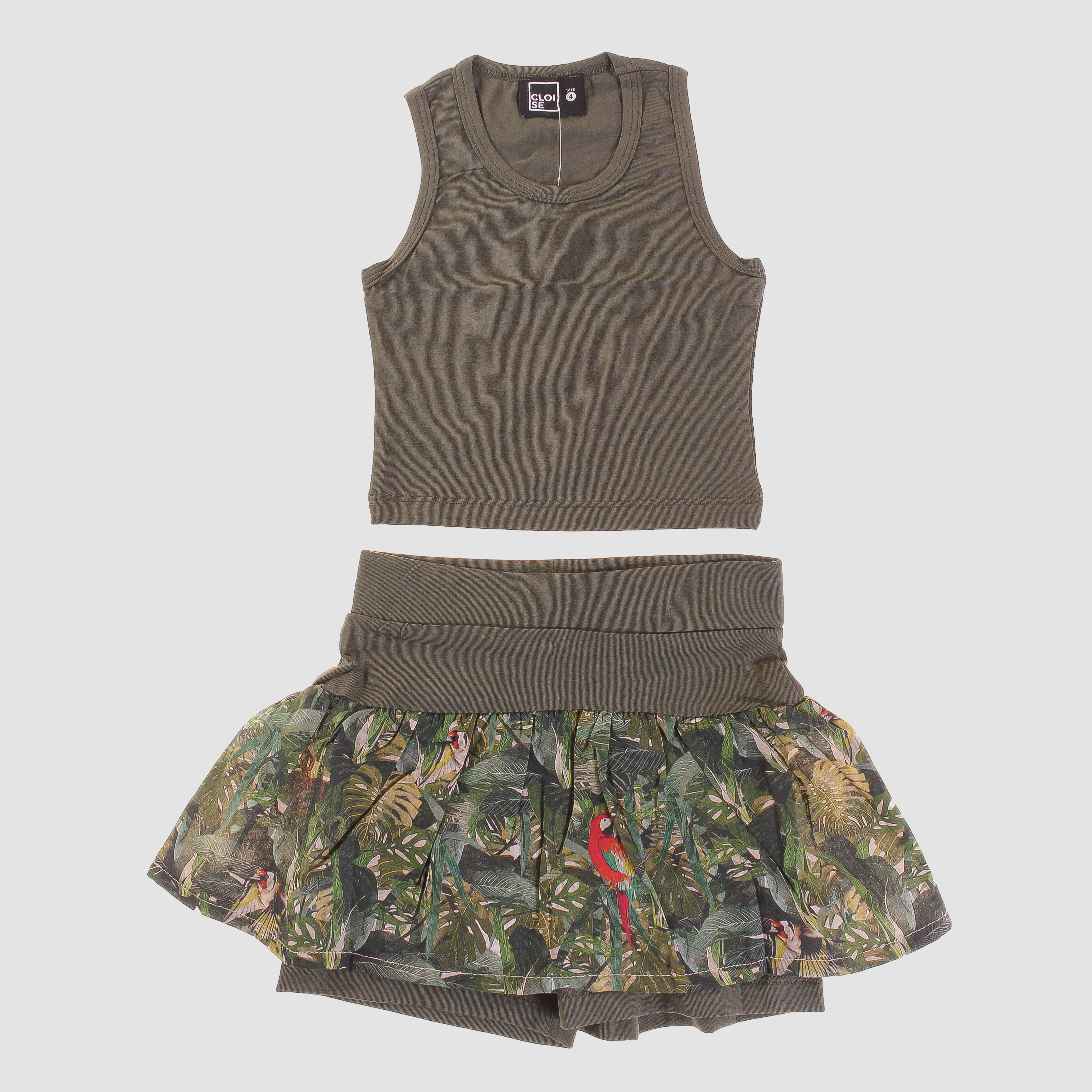 

Костюм (топ + юбка-шорты) Cloise CLO214001 128 см Хаки