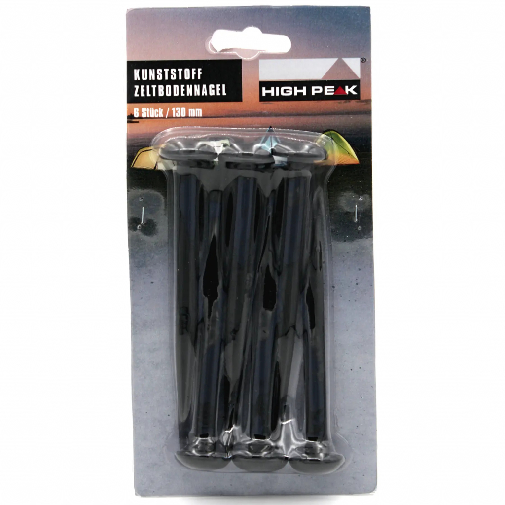 

Комплект колышков High Peak ABS Mushroom Peg 13 см 6 шт Black (929001)