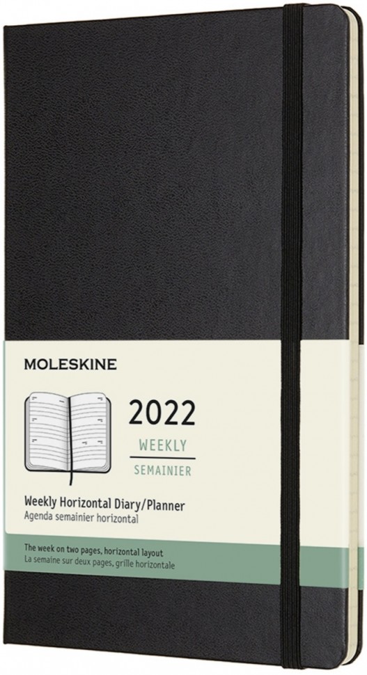 

Горизонтальний щотижневик Moleskine на 2022 рік середній 13 х 21 см чорний