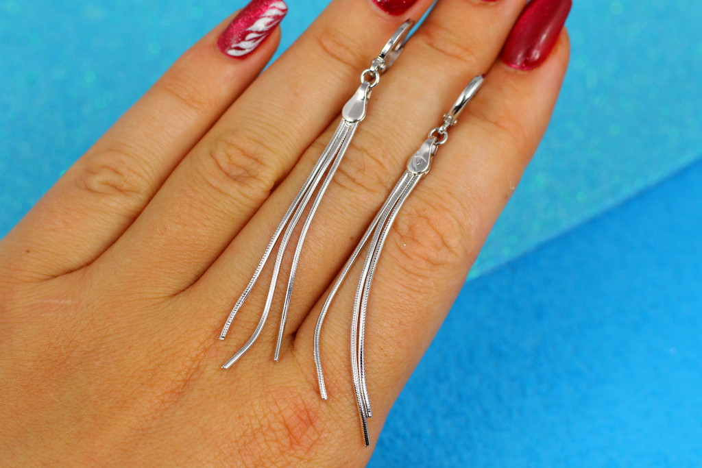 

Серьги подвески Xuping Jewelry метелки три цепочки 7 см серебристые