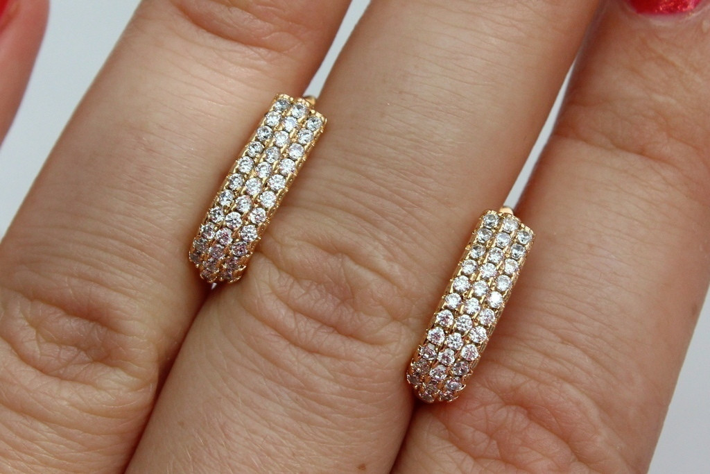 

Серьги Xuping Jewelry три дорожки выпуклые 1,5 см золотистые