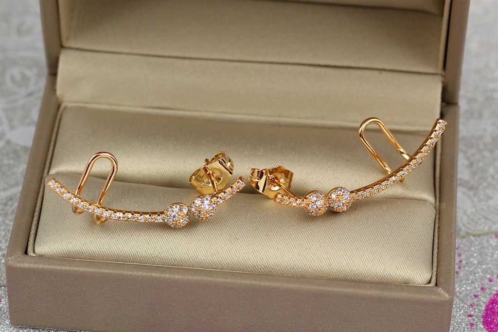 

Серьги каффы Xuping Jewelry с двумя шариками 3,5 см золотистые