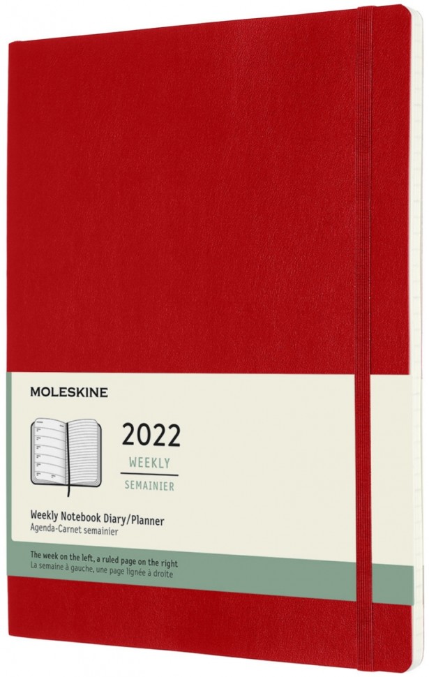 

Щотижневик з місцем для записів Moleskine на 2022 рік великий 19 х 25 см червоний м'який