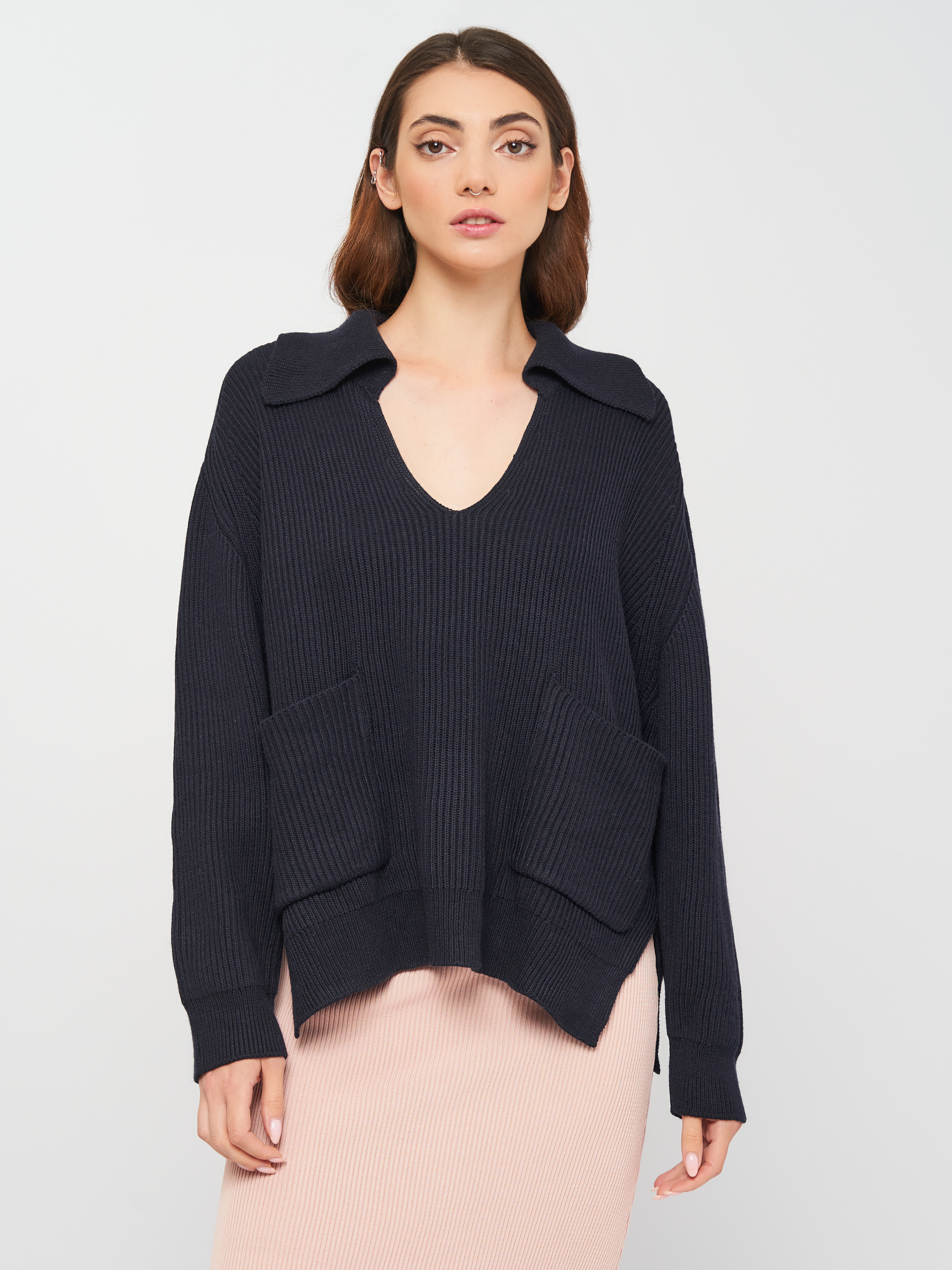 

Пуловер Zara 9667/100/401 M Темно-синий